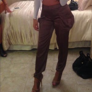 Bcbgmaxazria satin olive green cargo pants